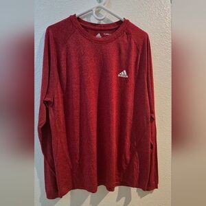 adidas Long Sleeve Athletic Tee - Heather Red